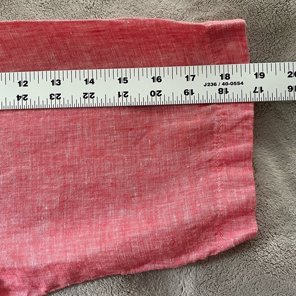 TAHARI 100% Linen Tunic Top Muted Red Split V Lagenlook Boho Casual Plus Size - Picture 10 of 11